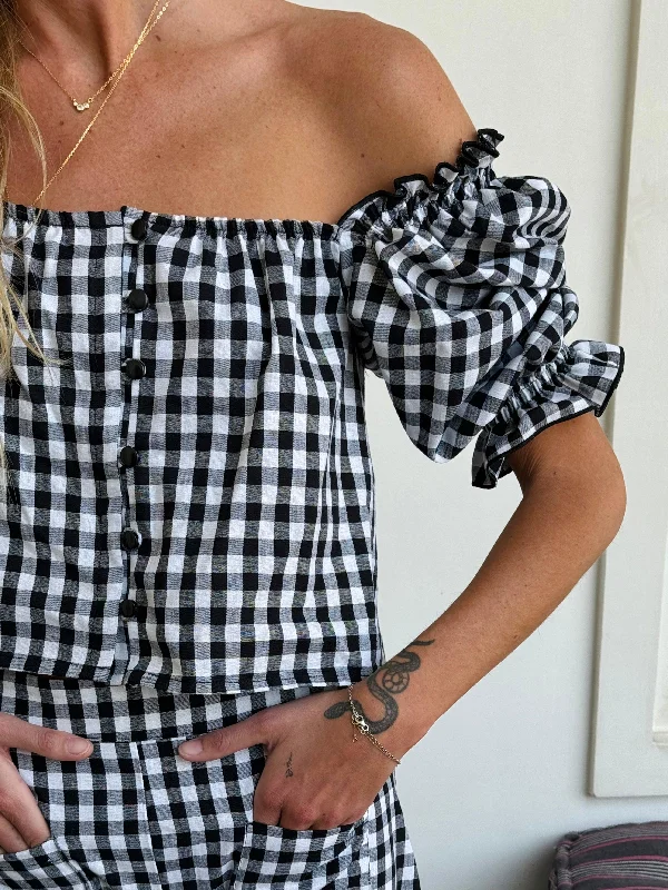 Lucie crop top - black gingham