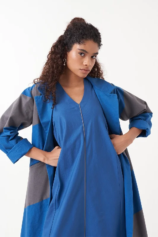 Electric blue Diagonal Jacket Co-Ord (Set Of 2)