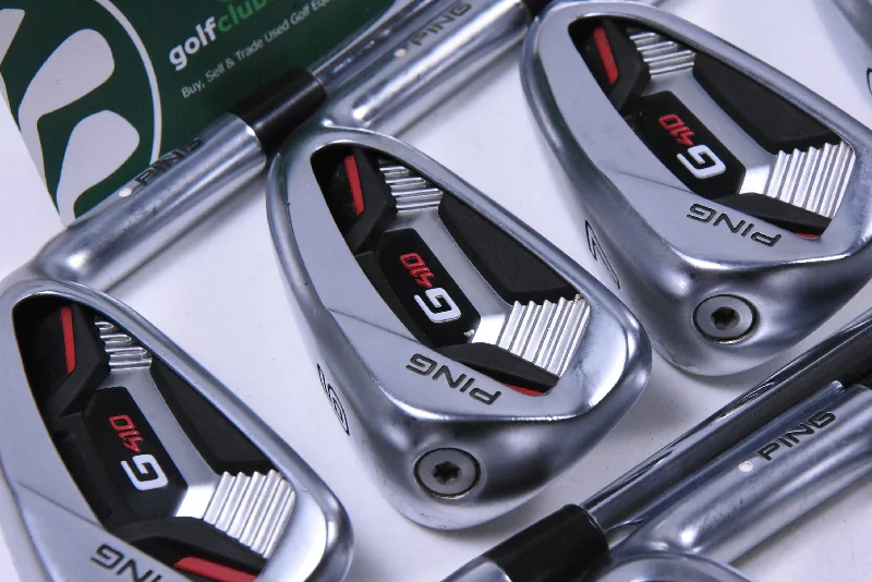 Ping G410 Irons / 5-PW+UW+SW / White Dot / Stiff Flex Elevate Tour VSS Pro