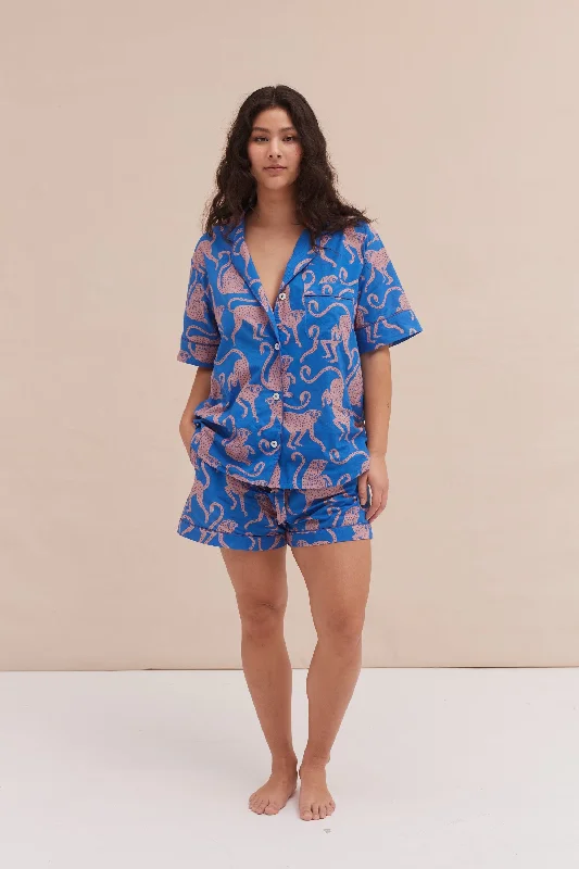 Short Pyjama Set Chango Print Blue/Pink