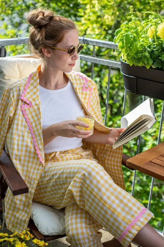 Chloe PJ set - egg yolk yellow gingham