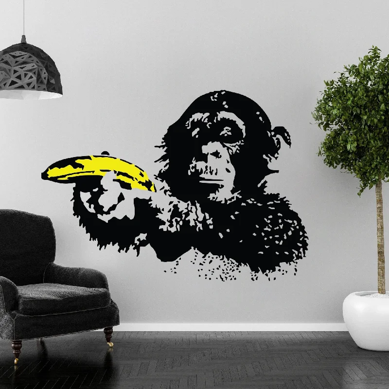 Street Art Chimp Wall Decal - Vibrant Monkey Mural