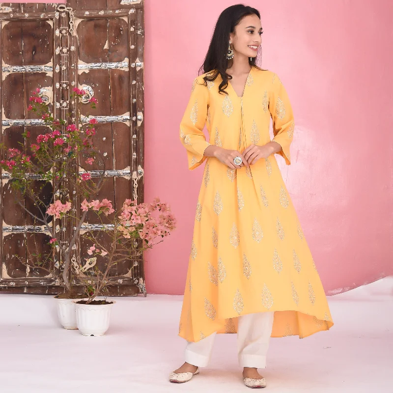 Yellow White Cotton Kurta Set