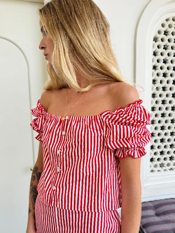 Lucie crop top - red stripes