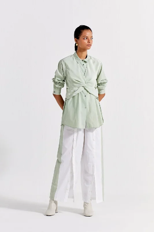 Front Twist Shirt Co-ord (Set of 2) - Mint