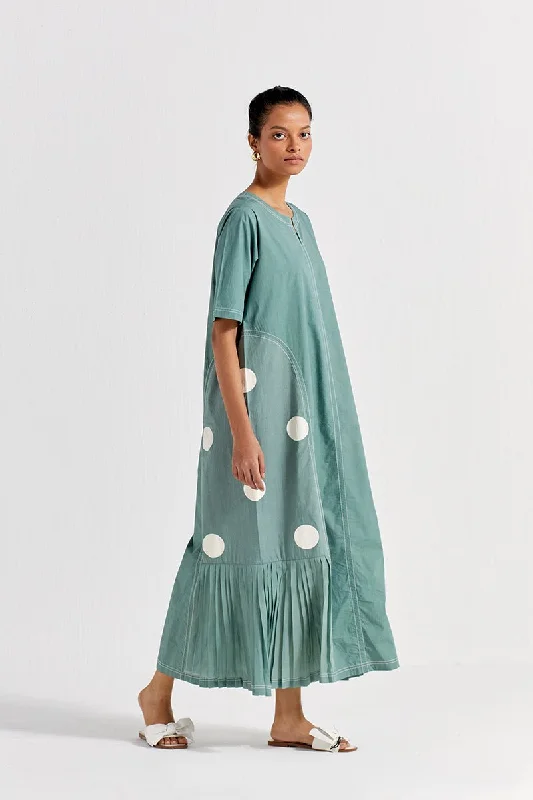 Side U-Pleat Dress - Jade