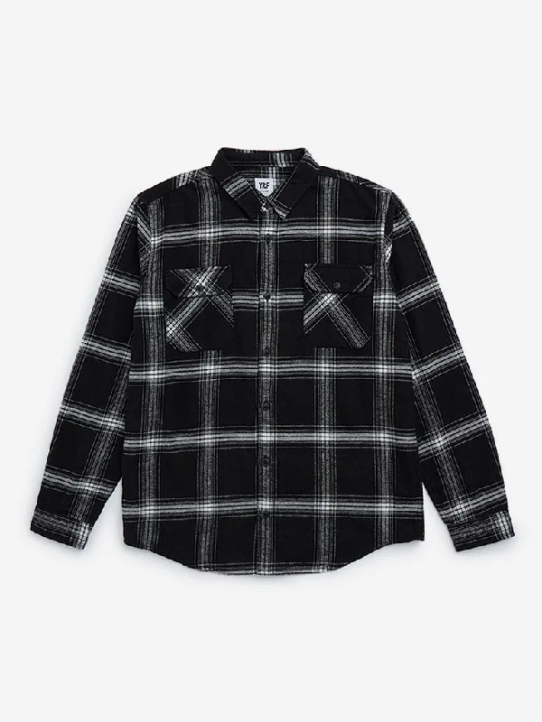 Y&F Kids Black Checkered Cotton Shirt