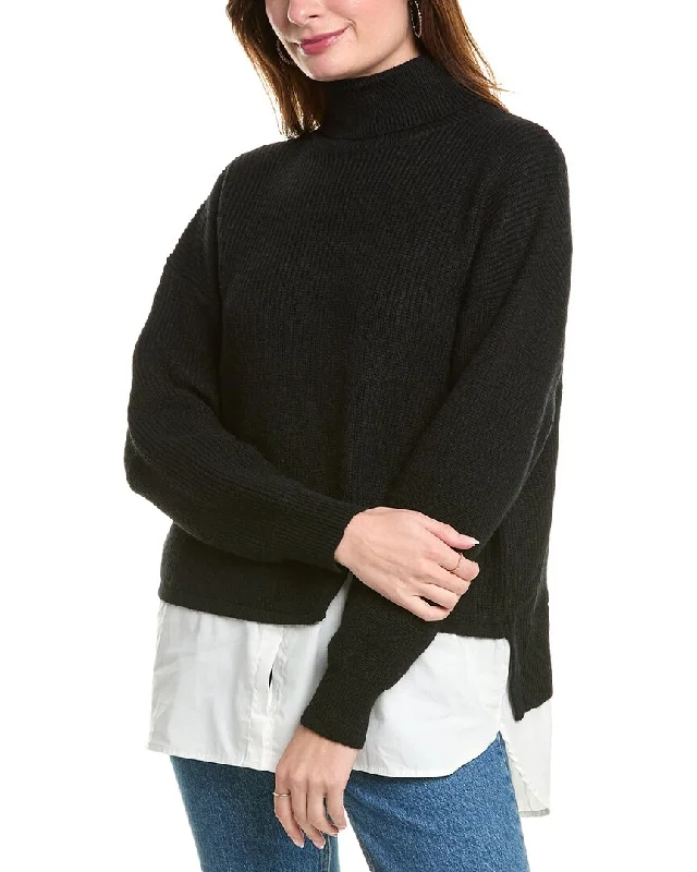 Gracia Roll-Neck Slit Layering Sweater