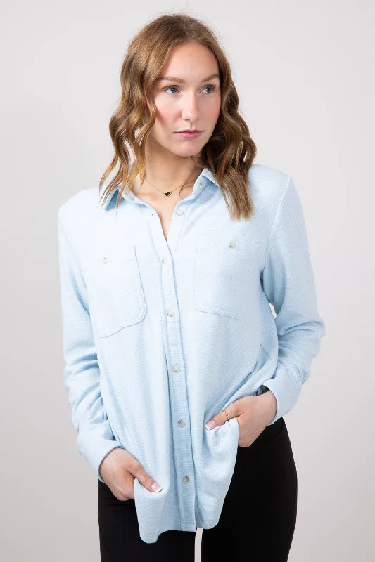 Thread & Supply Lewis Soft Luxe Button Up Shirt for Women in Glacier Lake | T1084PVXTS-GLACIERLAKE