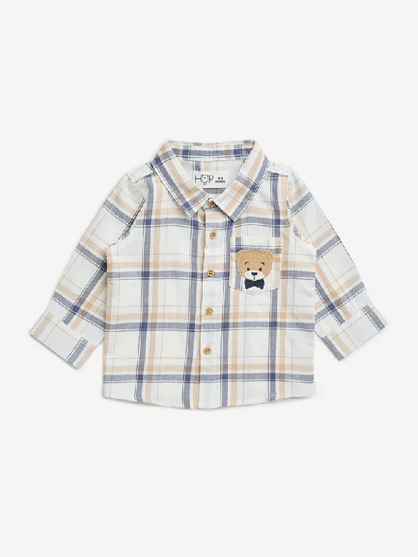 HOP Baby Off-White Checkered Cotton Shirt