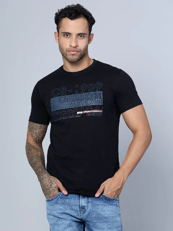 Men Round Neck Black T-Shirt