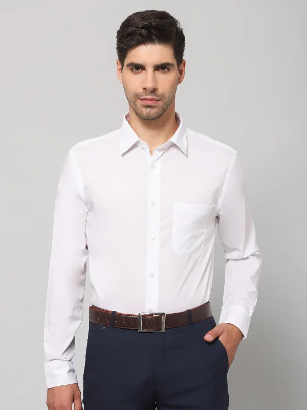 Men's White Formal Plain Full Sleeve Shirt