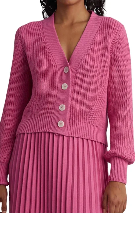 Isla Cardigan In Tafy Pink