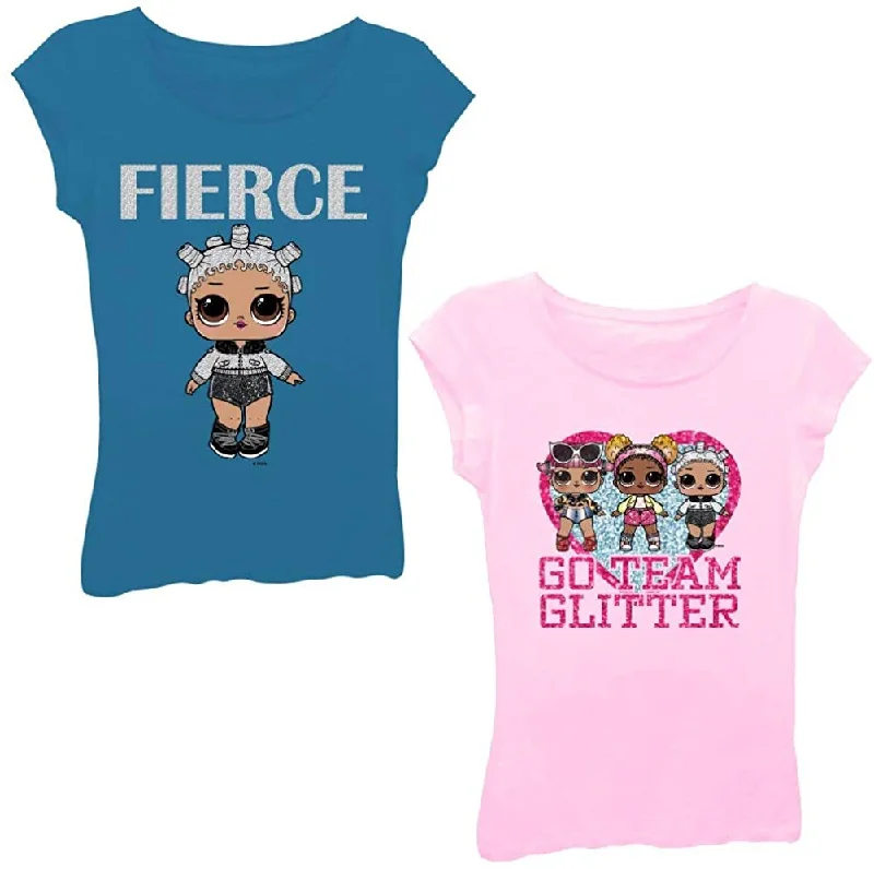 L.O.L. Surprise! Girls Girls 2-Pack T-Shirt Bundle Set - Glitterati, Sk8ter Dolls