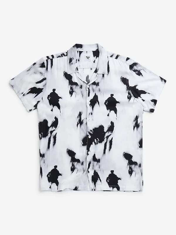 Y&F Kids Black Abstract Design Resort-Fit Shirt