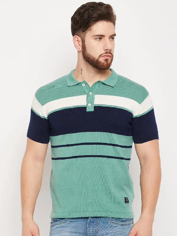 Men Teal Polo T-Shirt