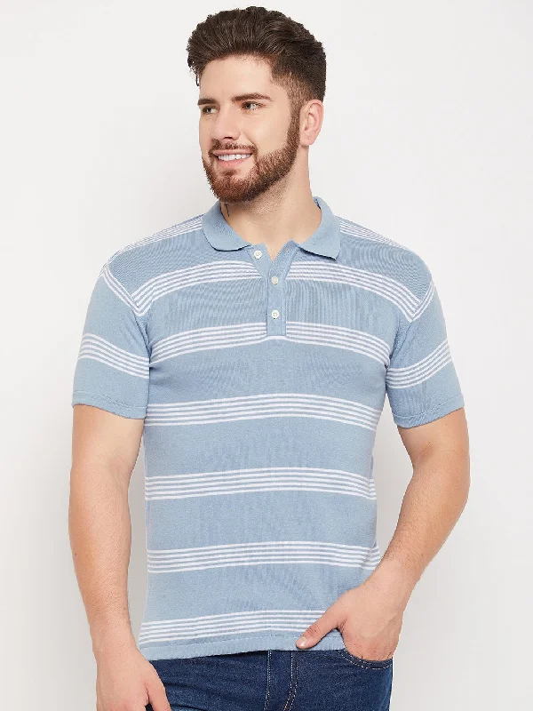 Men Sky Blue Polo T-Shirt