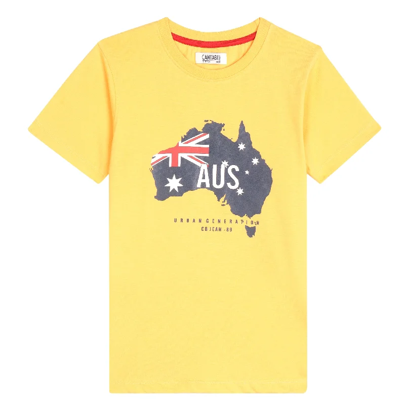 Boys Casual Yellow Half Sleeve  T-Shirt