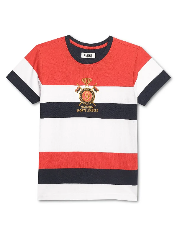 Boys Casual Red Half Sleeve  T-Shirt