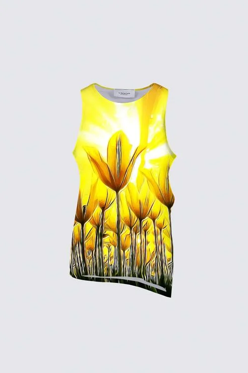 Floral Embosses: Tulip Daydream 02 Designer Florence Sleeveless Knotted Tee