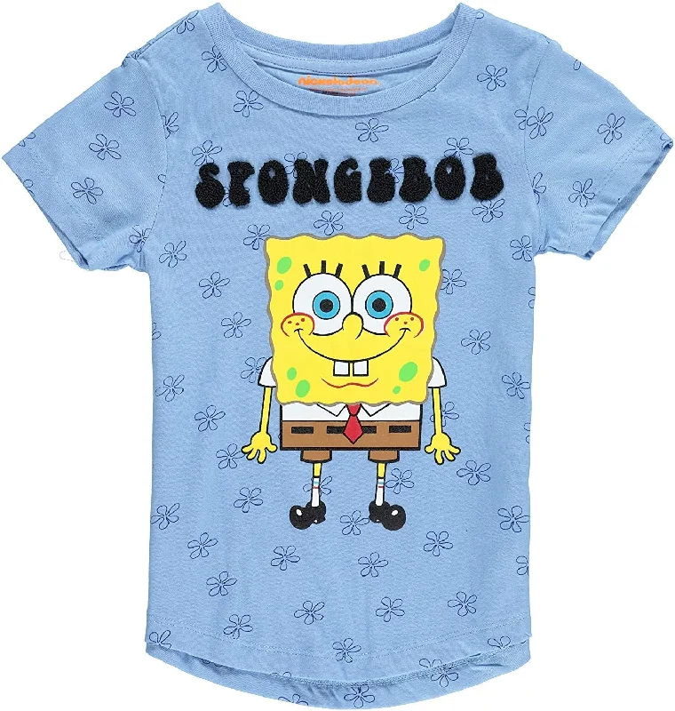 SpongeBob SquarePants Girls T-Shirt - Spongebob & Patrick Front & Back Tee - Sizes 4-16