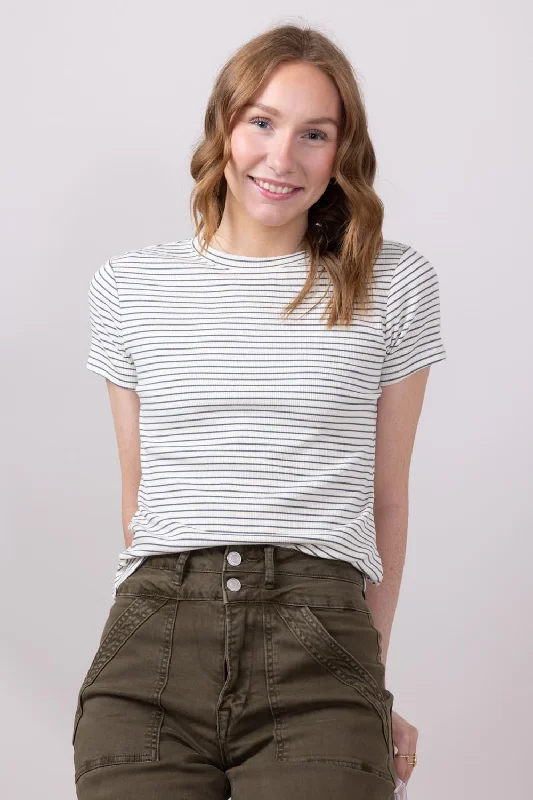 Thread & Supply Annie Striped T-Shirt for Women in Cream Navy | T3544BRTS-CREAMNAVY