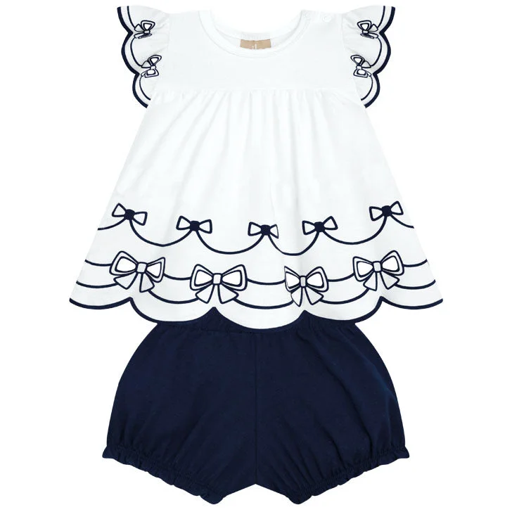 2 Piece Girls Bow Top & Shorts