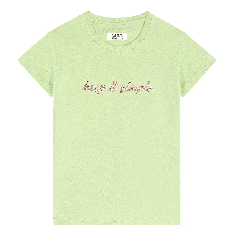 Girls Casual Light Green Half Sleeves  T-Shirt