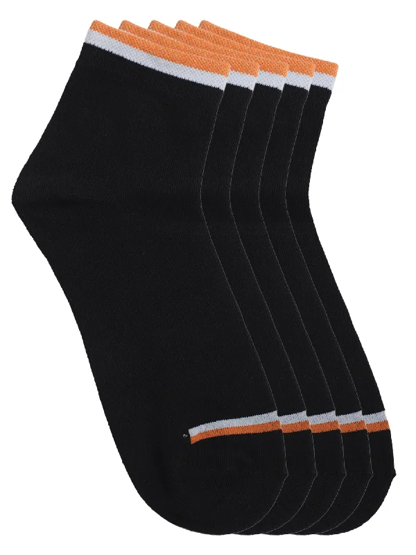 Men's Black Fashion Ankle length Socks -Pack of 5