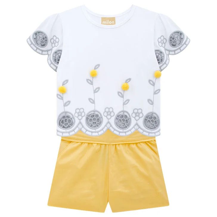 2 Piece Girls Flower Top & Shorts