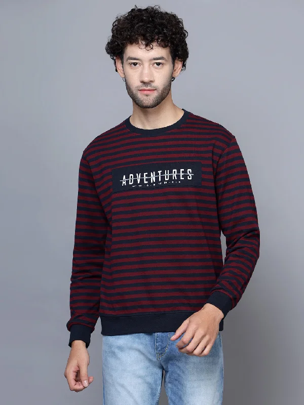 Men Round Neck Full Sleeves Winter Wear Maroon Tshirt