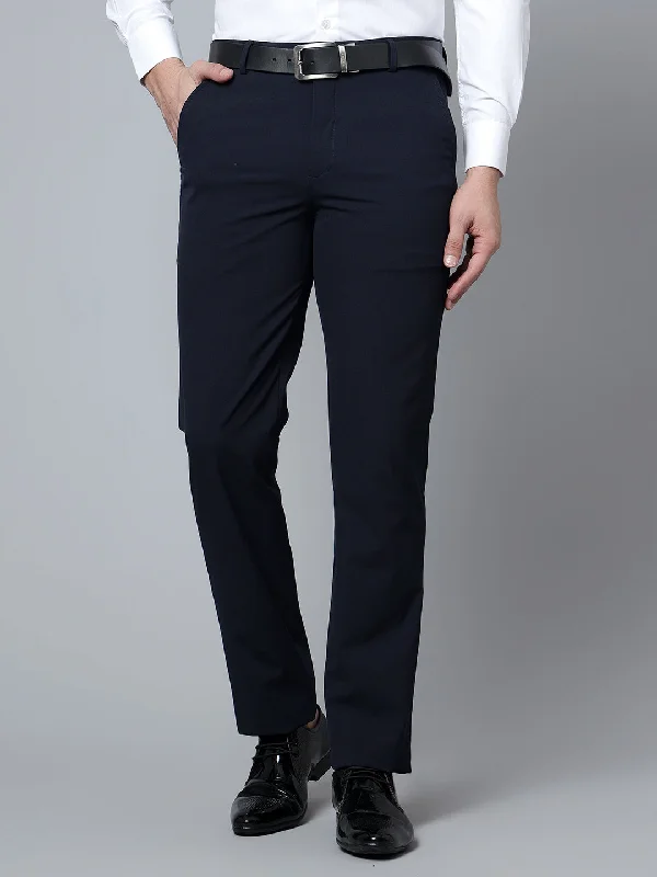 Men's Formal Flat front Navy Blue  Trousers