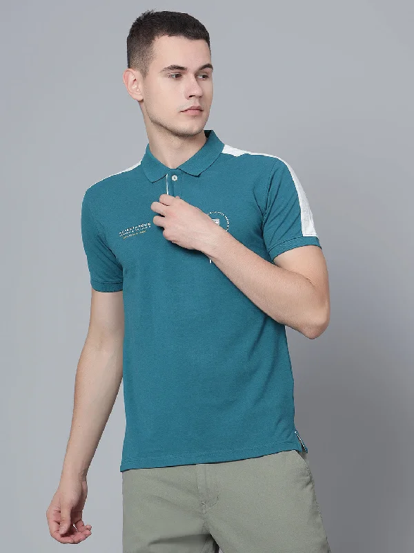 Men Teal Polo T-Shirt