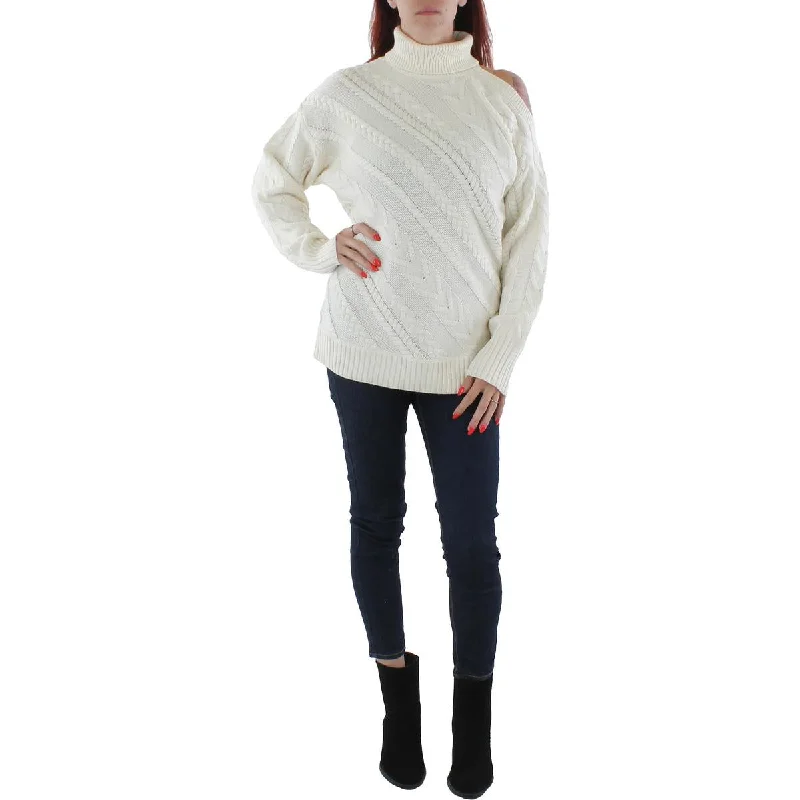 Womens Cable Knit Pullover Turtleneck Sweater