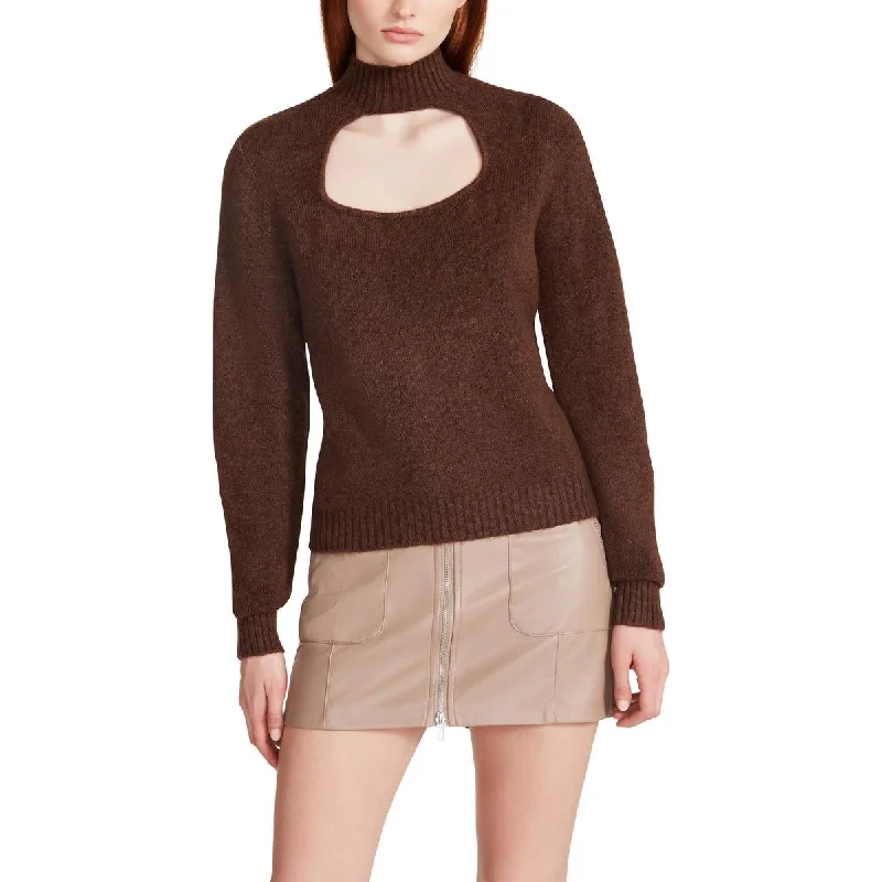 Womens Knit Cut-Out Mock Turtleneck Sweater