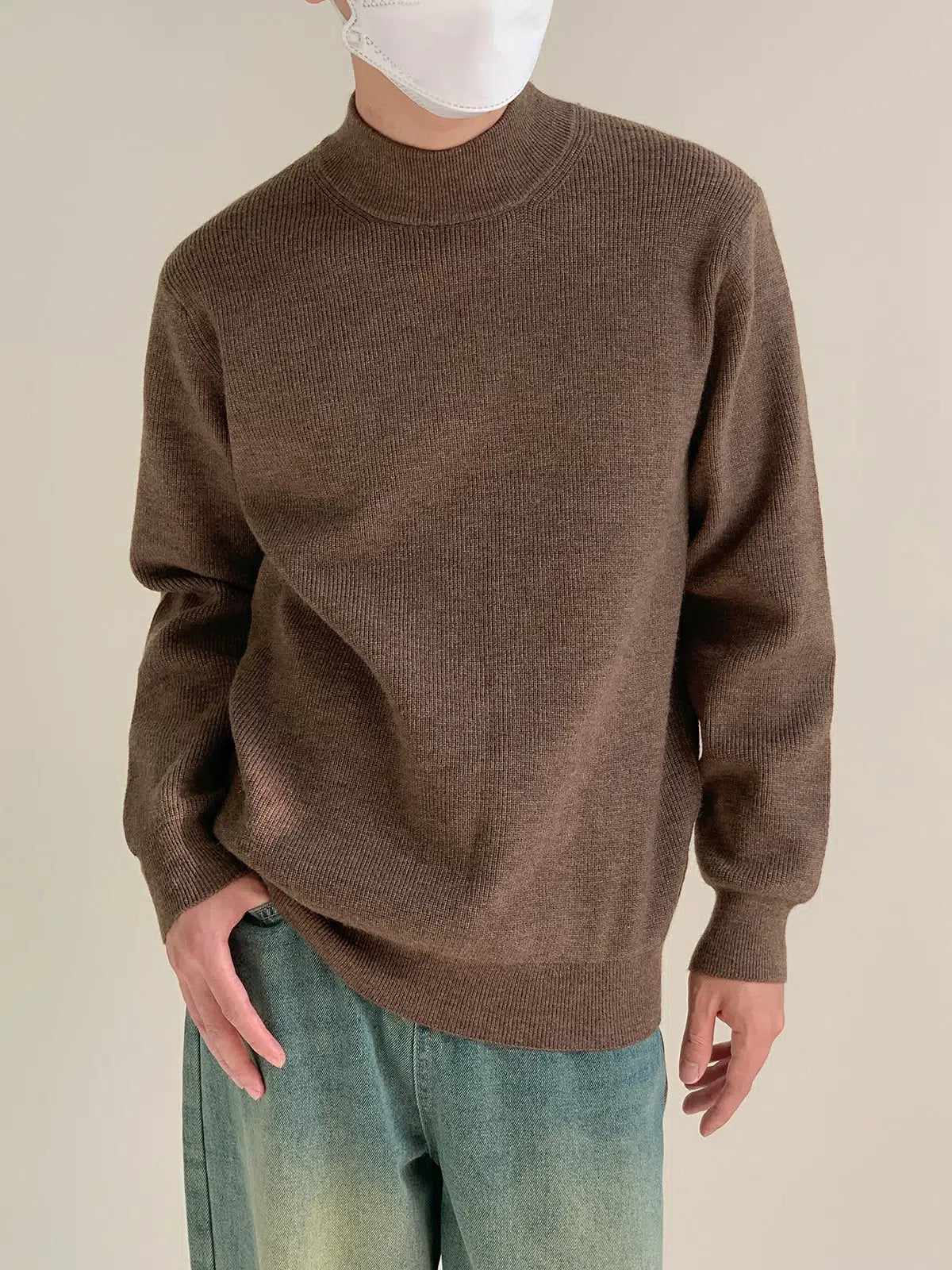 Half Turtleneck Solid Color Sweater