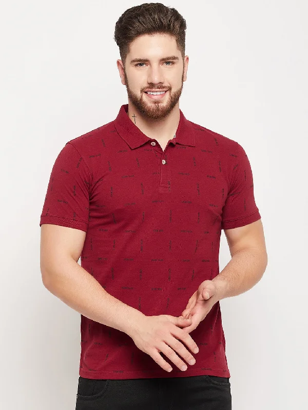 Men Maroon Polo T-Shirt