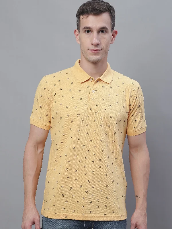 Men Yellow Polo Neck T-Shirt