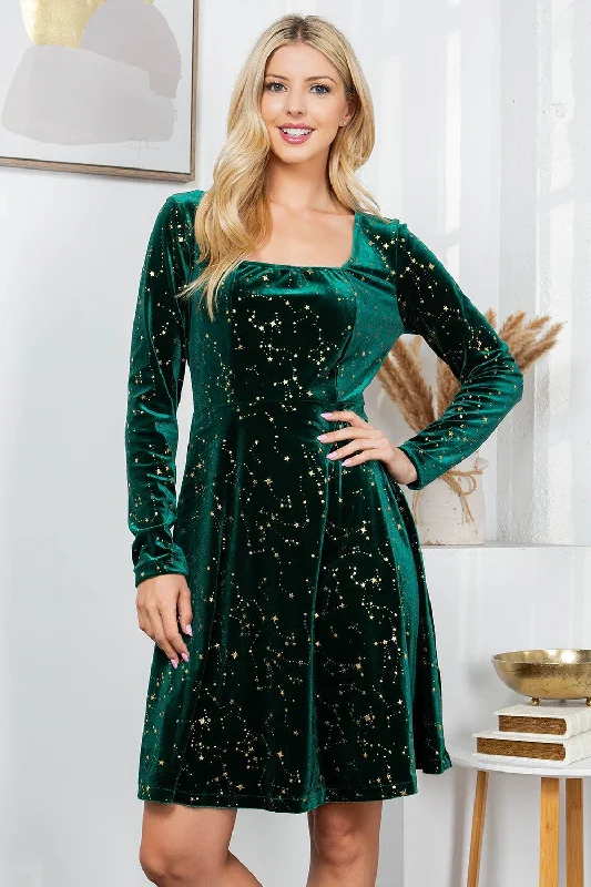 Celestial Green Velvet Dress