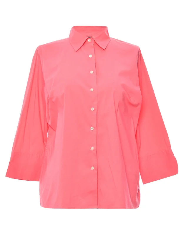 Button-Front Pink Blouse - L