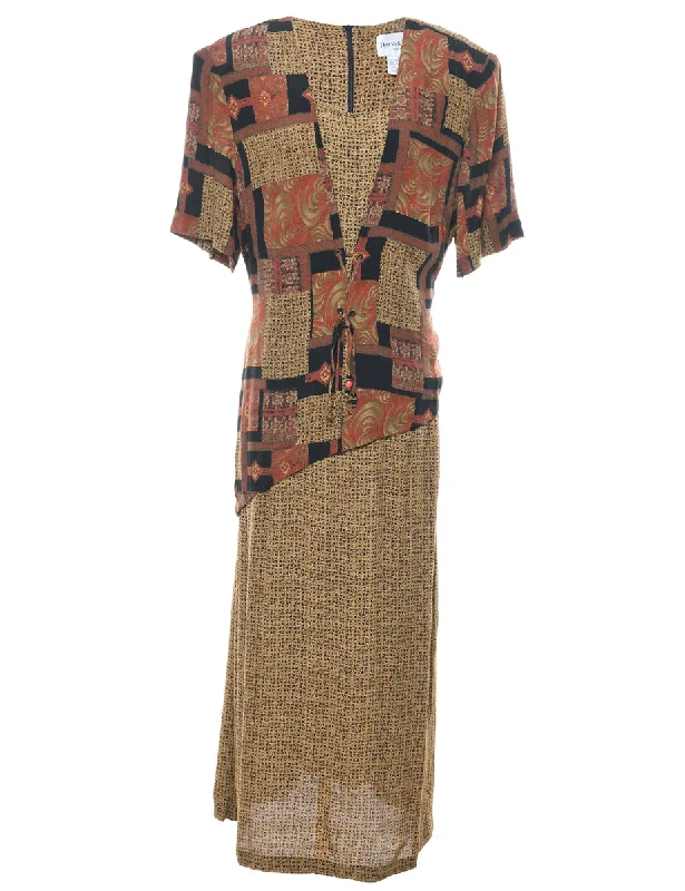 Geometric Pattern Maxi Dress - XL