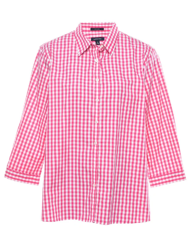 Gingham Pattern Pink & White Shirt - XL