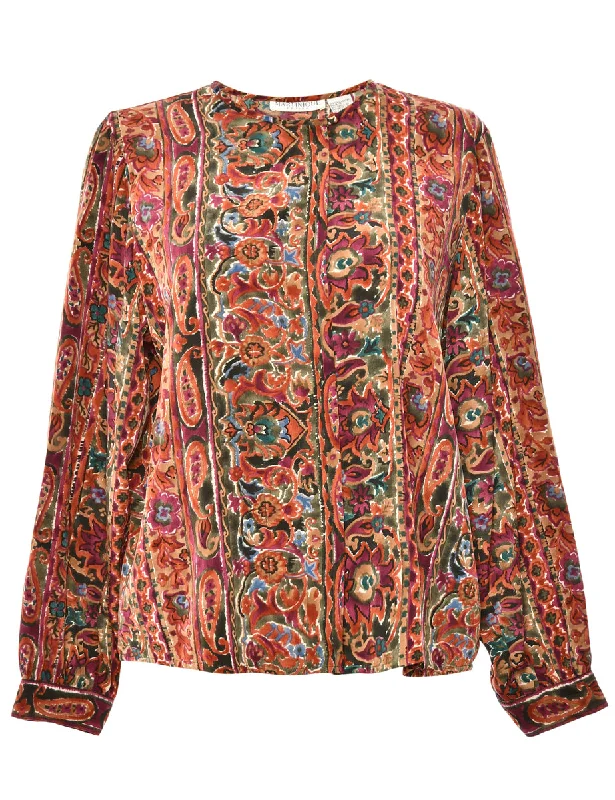 Long Sleeved Multi Colour Blouse - L