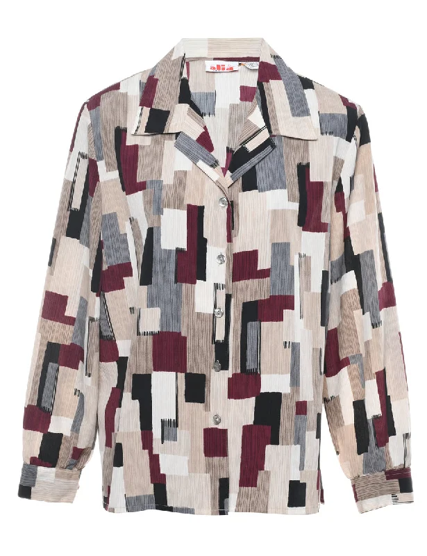 Multi-colour Geometric Design Blouse - XL