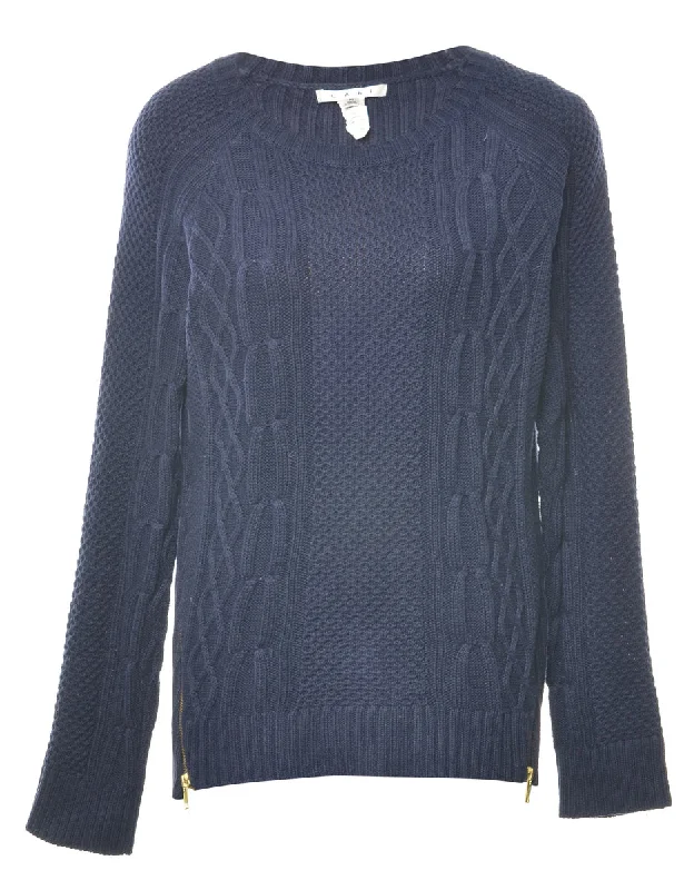 Navy Cable Knit Jumper - M