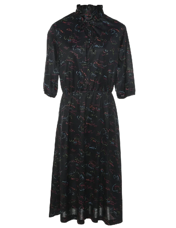 Black Midi Length Dress - M