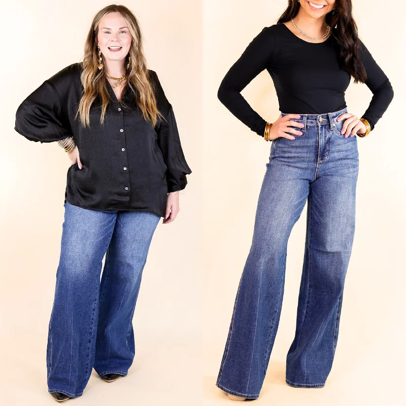 Judy Blue | Back in Time High Waisted Tummy Control Retro Wide Leg Jean in Dark Wash