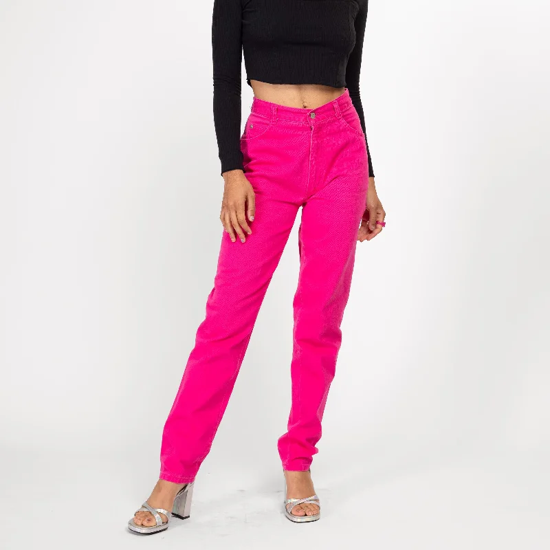 Small 90s Hot Pink High Waisted Jeans 26.5"