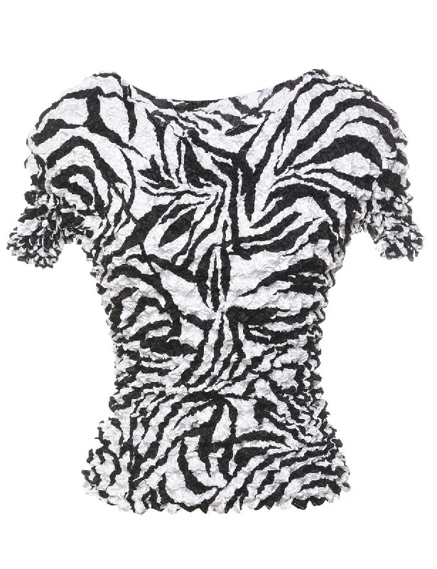 Smocked Abstract Printed Top - XS