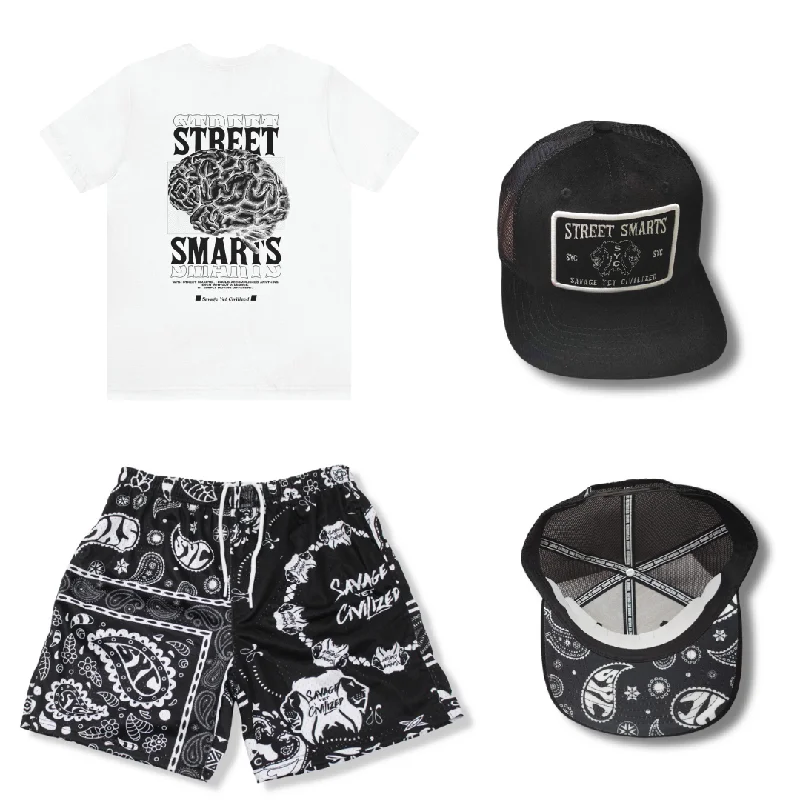 BLACK PAISLEY *BUNDLE* SHORTS & HAT